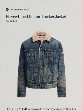 Polo by Ralph Lauren Blue Denim Trucker Jacket with Cream Fleece Collar
